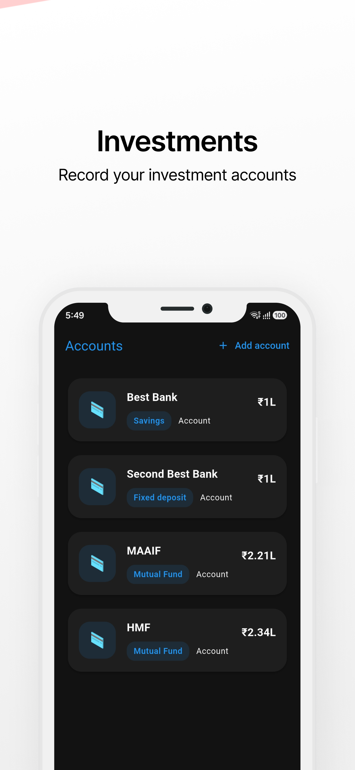 Manage investments section